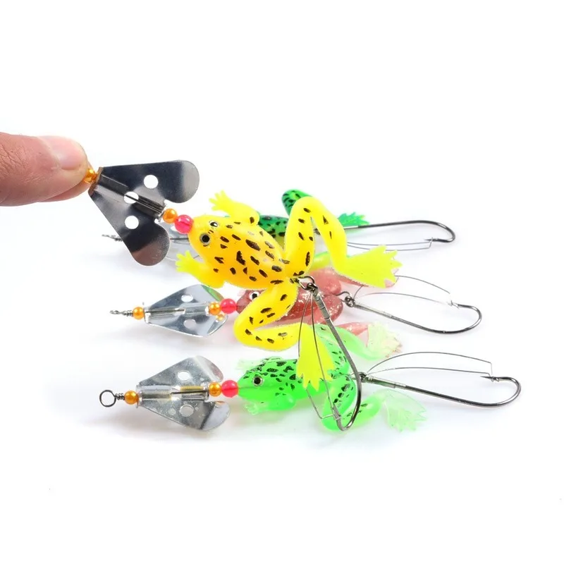 부드러운 낚시 미끼 가짜 개구리 4 색 품질 좋은 크랭크 베이트 미끼 후크 인공 Swimbait Wobblers 낚시 미끼, 1 개