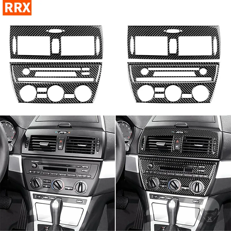 

For BMW X3 E83 2004-2010 Real Carbon Fiber Sticker Centre AC Outlet radio CD control panel Car inside decorative Accessories