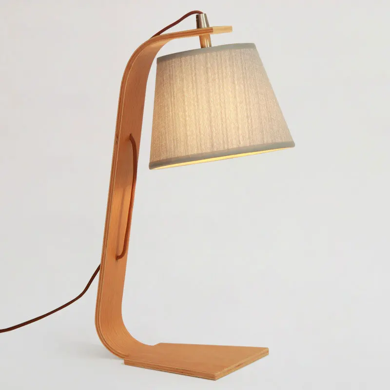 

Nordic Wood Cloth Table Lamp Japanese Style LED Bedroom Bedside Lamp Study Desk Reading Desk Lamp Living Room Home Deco Lighting