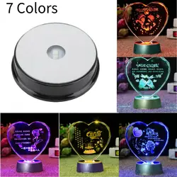 Base rotonda colorata a 2 LED con Base luminosa per esposizione di oggetti trasparenti in vetro cristallo da Cocktail per regalo romantico