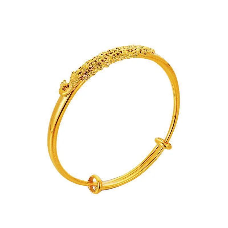 MxGxFam Wedding  Jewelry Phoenix Bangles and Bracelets for Bridal Women Pure Gold Color