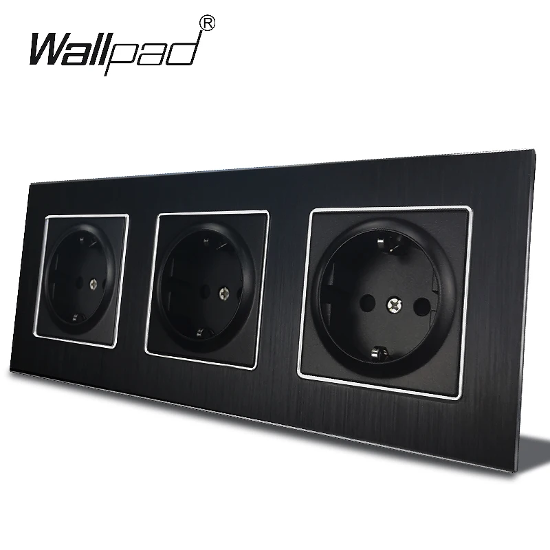 Black Metal Panel DIY EU Electrical Outlets Usb Sockets Push Button 2 3 Way Wall Switch Werkel Ru French Fan Dimmer Cat6 Wallpad