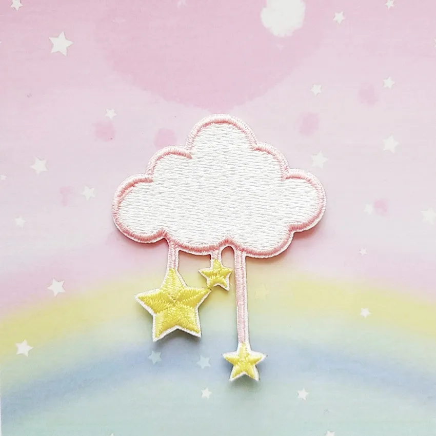 Self-adhesive Cartoon Unicorn Rainbow Star Embroidery Iron Patches for Clothing Sticker on Clothes Hole Repair Appliques Stripes