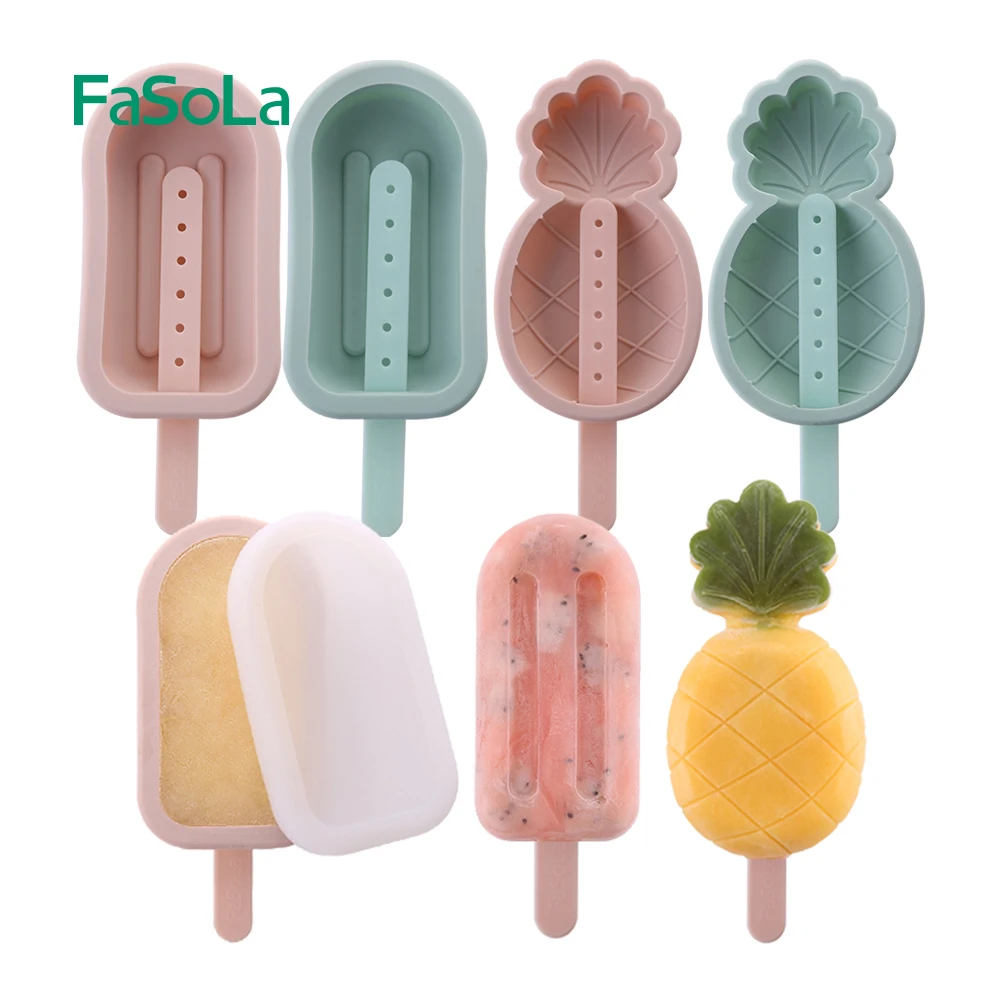 

FaSoLa Reusable Silicone Popsicle Molds Ice Cream Mold with Sticks and Lid Cover Chocolate Mould Ice Cube Tray Home DIY Freezer