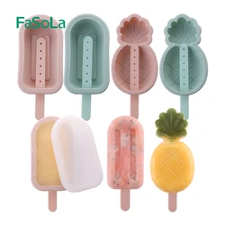 FaSoLa Reusable Silicone Popsicle Molds Ice Cream Mold with Sticks and Lid Cover Chocolate Mould Ice Cube Tray Home DIY Freezer