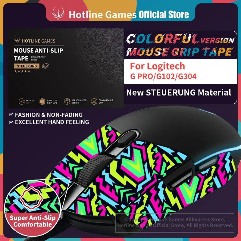 

Hotline Games Colorful Mouse Grip Tape for Logitech GPro G203 G305 G102 G304 Gaming Mouse Anti-slip Tape Pre Cut,Easy to Apply