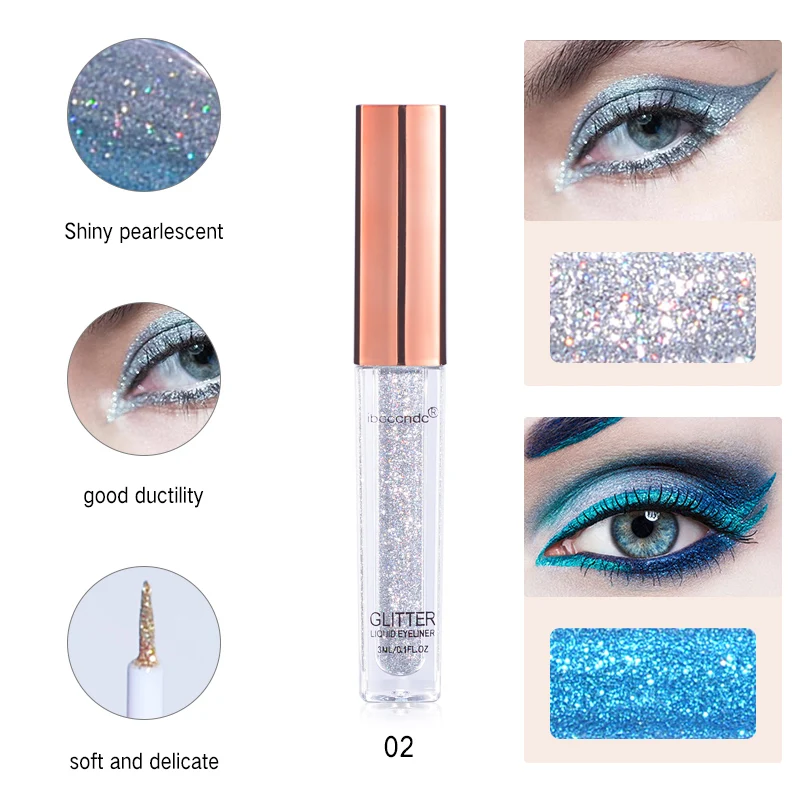 12 Color Bright Shiny Eyeliner Liquid Moisturizing Glitter Diamond Eyeliner Waterproof Lasting Liquid Eyeliner Cream Cosmetics