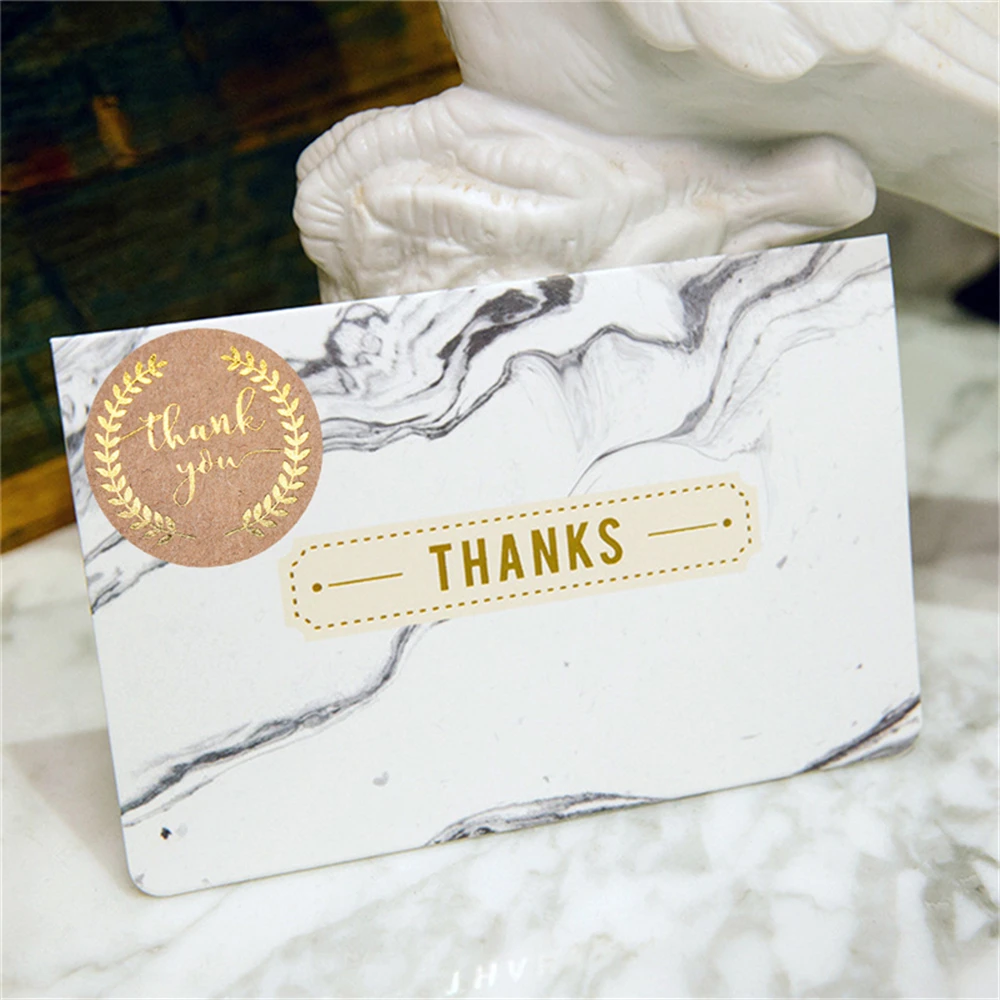 500 Pcs Round Thank You Kraft Stickers 1 Inch Gold Labels Wedding Pretty Gift Cards Envelope Sealing Label Stationery Stickers