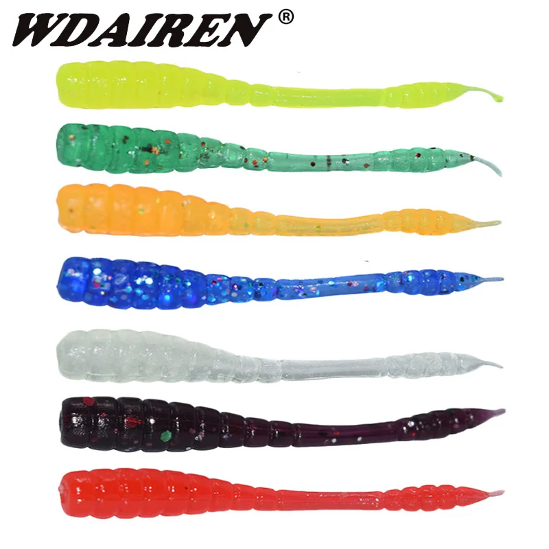 

50pcs/Lot Red Worm Soft Lures 4.5cm Bass Fishing Fishy Smell Lifelike Earthworm With Salt Silicone Artificial Bait Carp Tackle