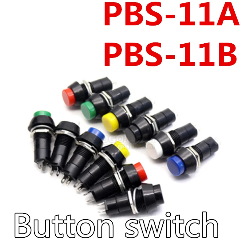 5pcs PBS-11 PBS-11A PBS-11B 12mm self-locking Self-Recovery Plastic Push Button Switch momentary 3A 250V AC 2PIN