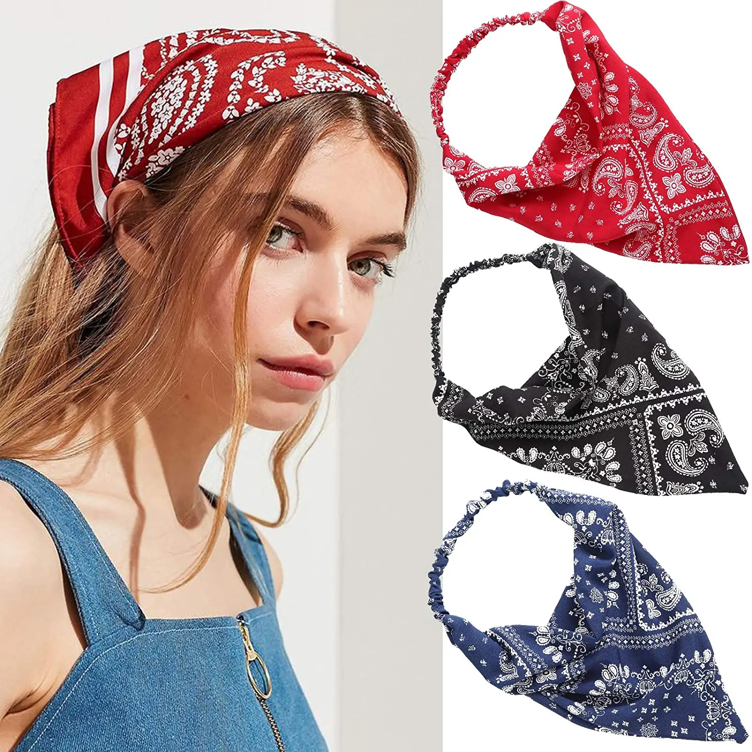 Ruoshui Woman Printed Turban Elastic Bandana Ladies Hijab Hair Accessories Ornaments Headband Fashion Headwrap Headwear