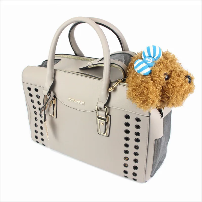 2021 Luxury Pet Dog Portable Leather Fashion Handbag Breathable Pet Carrying Box Dog Travel Bag Airline Approved Backpack