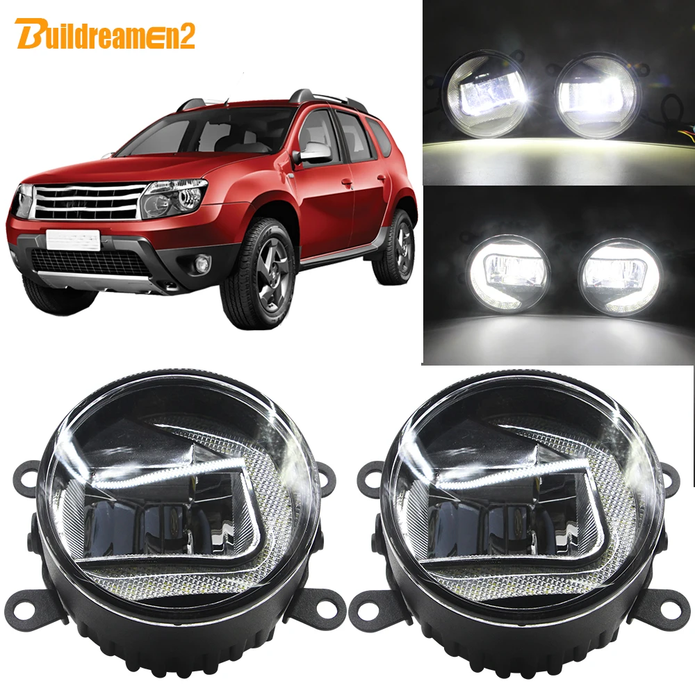 

Buildreamen2 Car 2in1 Function LED Projector Fog Light + Daytime Running Lamp DRL White 12V For Renault Duster 2012-2015