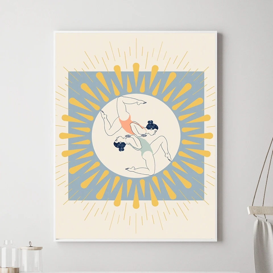 Abstract Solar Two Women Poster Modern Wall Art Canvas Painting Fashion Living Room Nordic Home Decor Frameless Picture