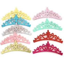 18Pcs 4.5*12cm Glitters Crown Shiny Padded Appliques For DIY Kids Headwear Clip Hat Decor Ornament Garment Accessoires Wholesale