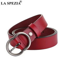 LA SPEZIA – ceinture en cuir véritable pour femmes, 110cm, boucle à ardillon, couleur unie, rouge, noir, blanc, café, décontractée