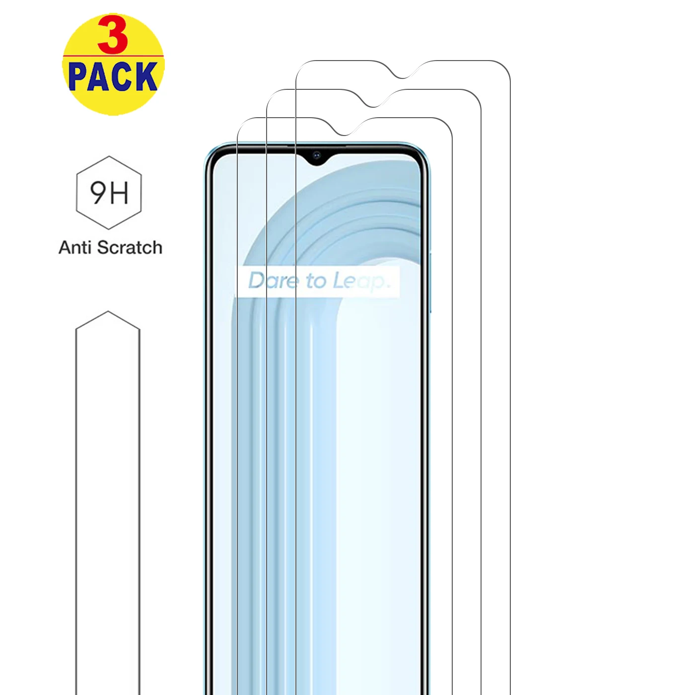 for Realme C21 Screen Protector, High Definition Quality, 9H Hardness Tempered Glass for Realme C21