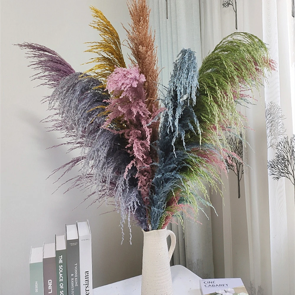 80cm Large Natural Pampas Grass,Colorful,Yellow,red,blue,green,purple,Dried Flowers Bouquet,Boho Wedding,Winter Home Decoration