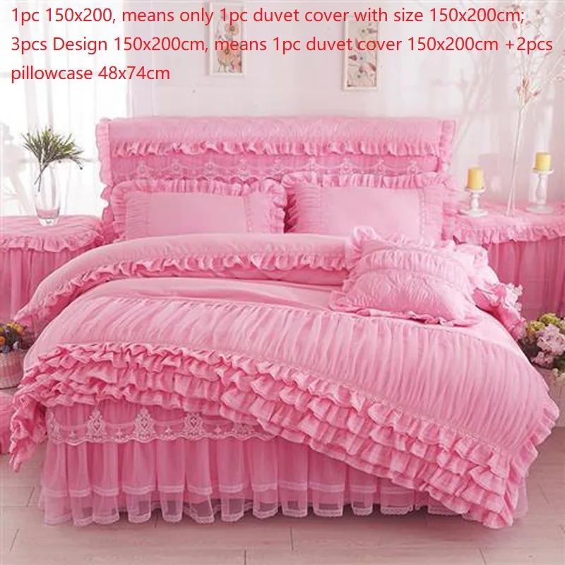 

Modern Romance Lace Duvet Cover Solid Color Soft Sanding Quilt Cover King Queen Double Size Duvet Cover Not Included Pillowcase
