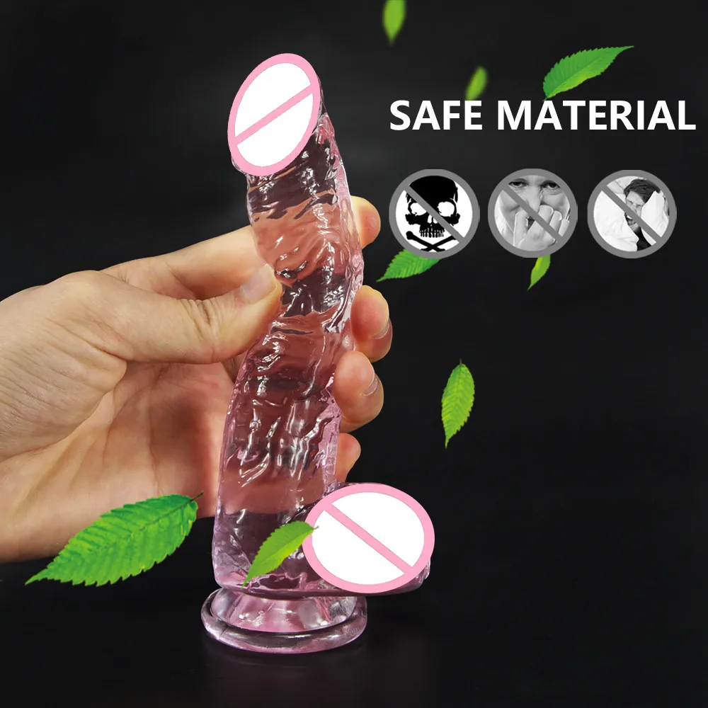 Realistic Silicone Dildo Jelly Dildo Sex Toy For Women With Thick Glans Real Dong With Powerful Suction Cup Stiff Cock Sex Toys