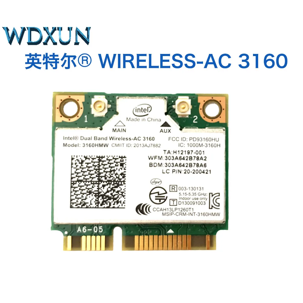 Intel Dual Band Wireless-AC 3160 AC3160 316AC AC3160HMW Half Mini PCI-Express Wireless Wlan+ Bluetooth4.0 Wifi Card