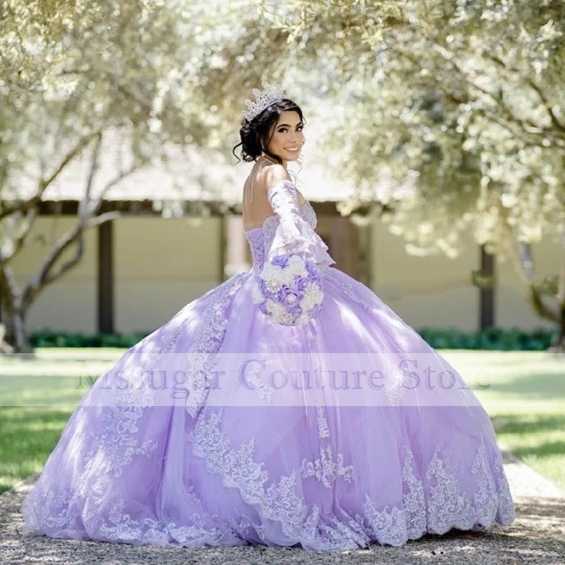 2022 Purple Quinceanera Dresses Sweetheart Applique Ball Gown Girls Pageant Gowns Vestidos De 15 Años