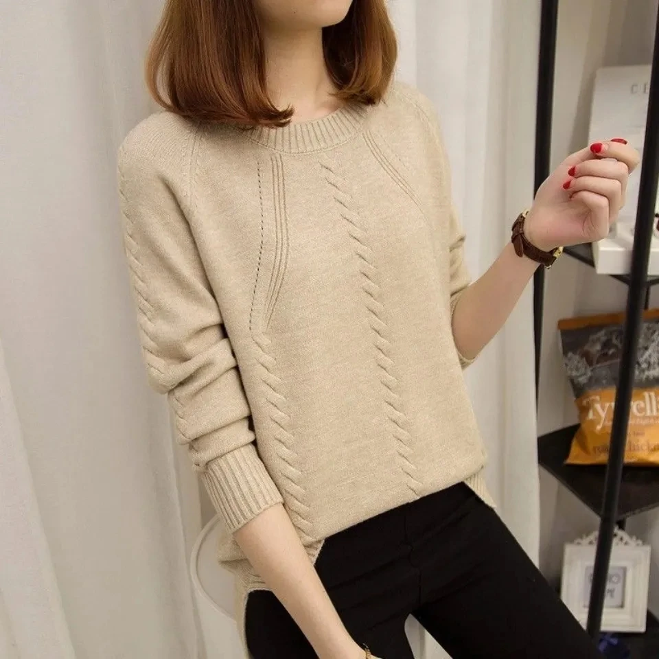 

Autumn Winter Pullovers And Sweaters Women Warm O-Neck Knitting Sweater Tops Woman Long Sleeve Loose Sweater Plus Velvet Knitted