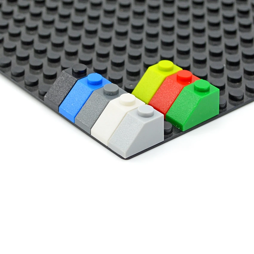 100PCS Slope 45 2x1 DIY Sloping Building Blocks Thick Figures Brick Slope 1x2 Dots Compatible With 3040 Educational Creative Toy