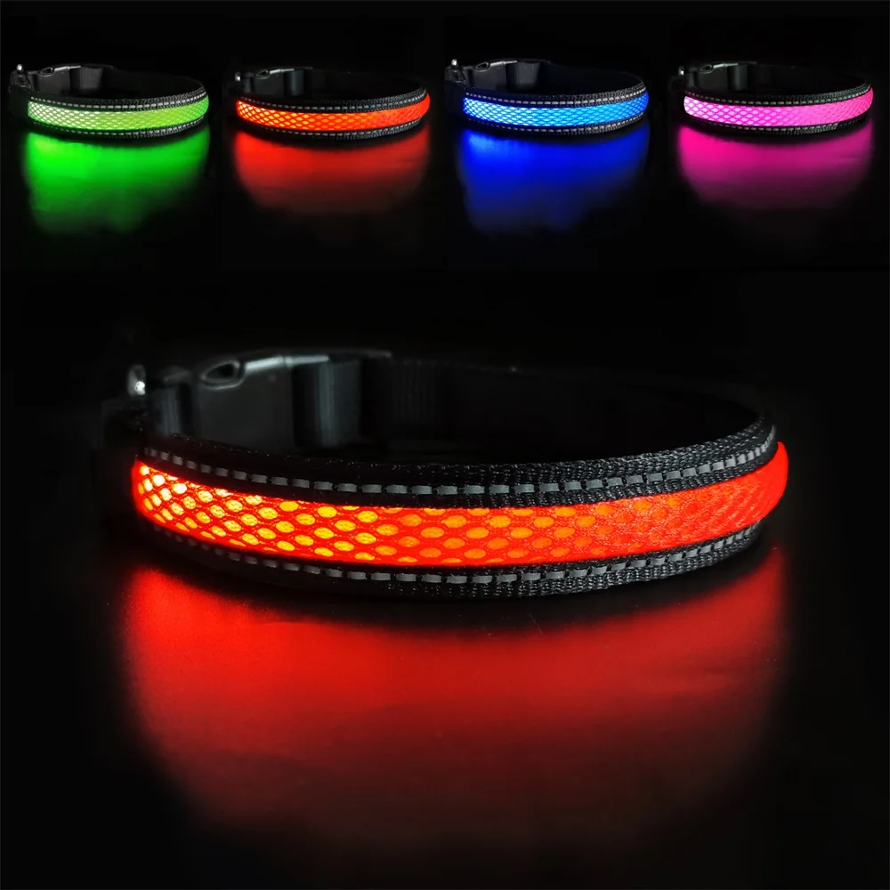 MASBRILL LED Dog Collar Luminous Pet Products Safety Stylish Flashing Glow Necklace Waterproof Reflective Pet Dog Accessories