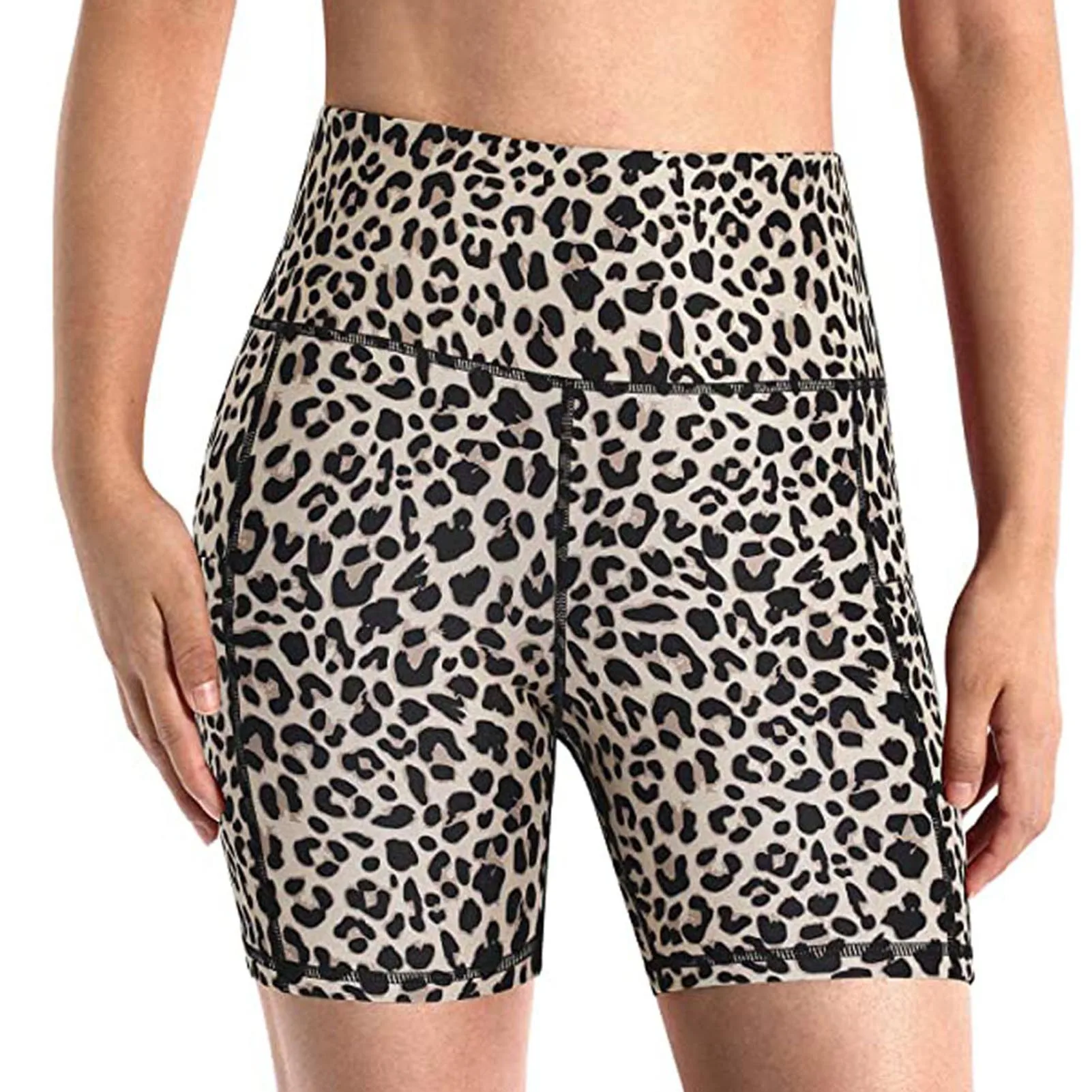 Women shorts Leopard Snake print Leggings hip-lifting fitness shorts side pocket Tight hot pants Middle waist lady yoga pants