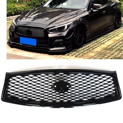 For Infiniti Q50 Q50S 2014 2015 2016 2017 All Models Gloss Black Front Racing Grills Grille Body Kit Upper Bumper Hood Mes Grid