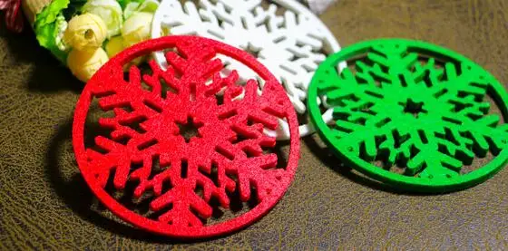 Christmas coasters snowflake non-woven fabric coasters Christmas household items