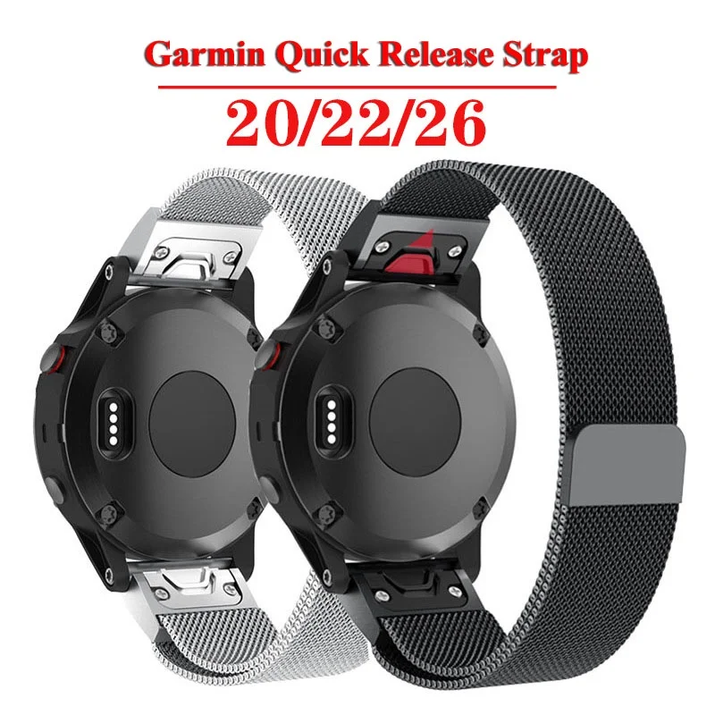 

Quick Release Strap for Garmin Fenix 5X Plus 5 Fenix 6X Pro 6 3 HR Forerunner 935 Stainless Steel Milanese Metal Band