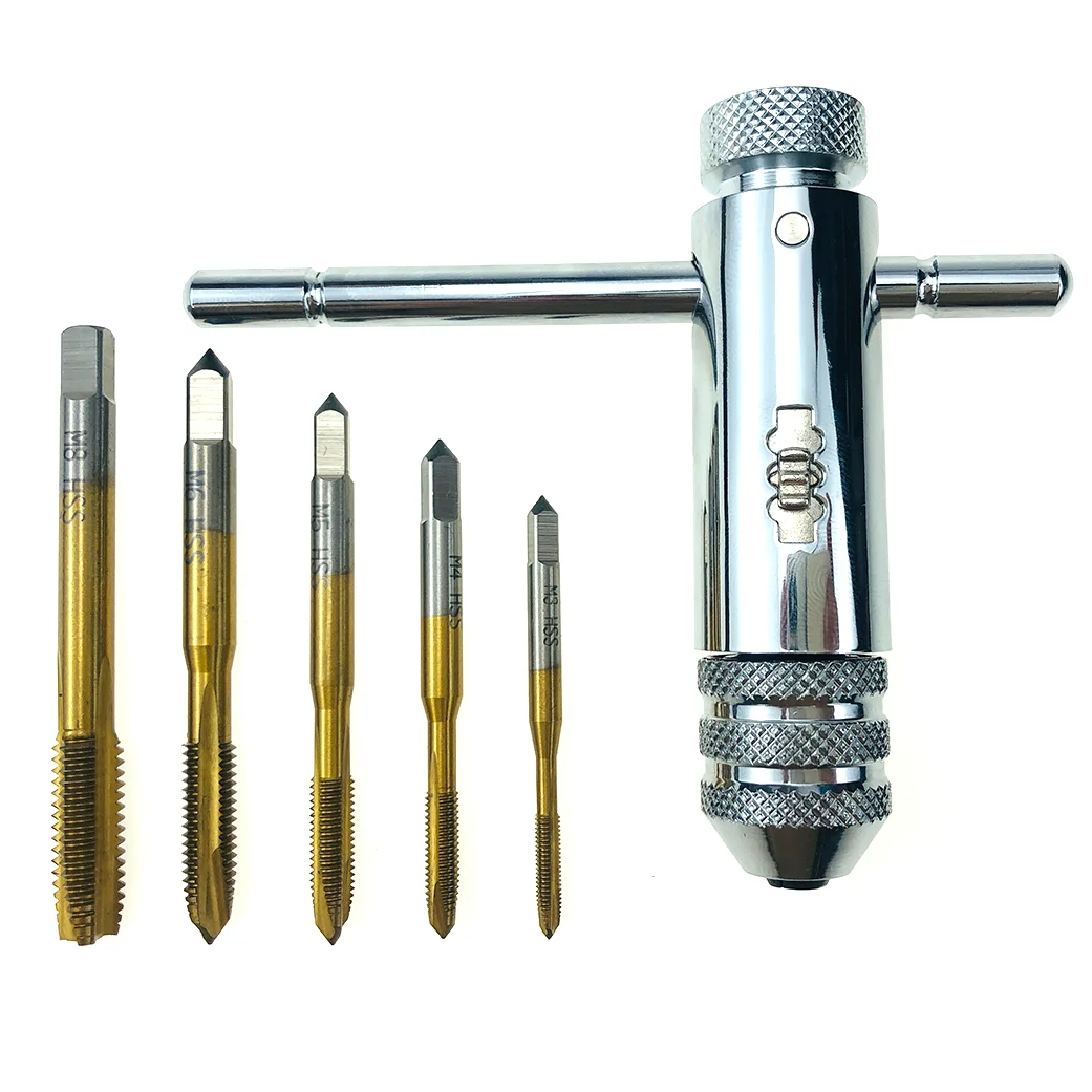 5Pcs Titanium Coating HSS Hand Tool M3 M4 M5 M6 M8Straight Fluted Screw Thread Hand Tap Drill Milling Cutter For Engrave