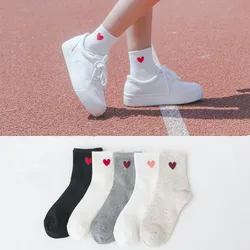 New Red Pink Heart Cute White Black Color socks Women Cotton Socks Japanese Autumn Short Socks Women Free size