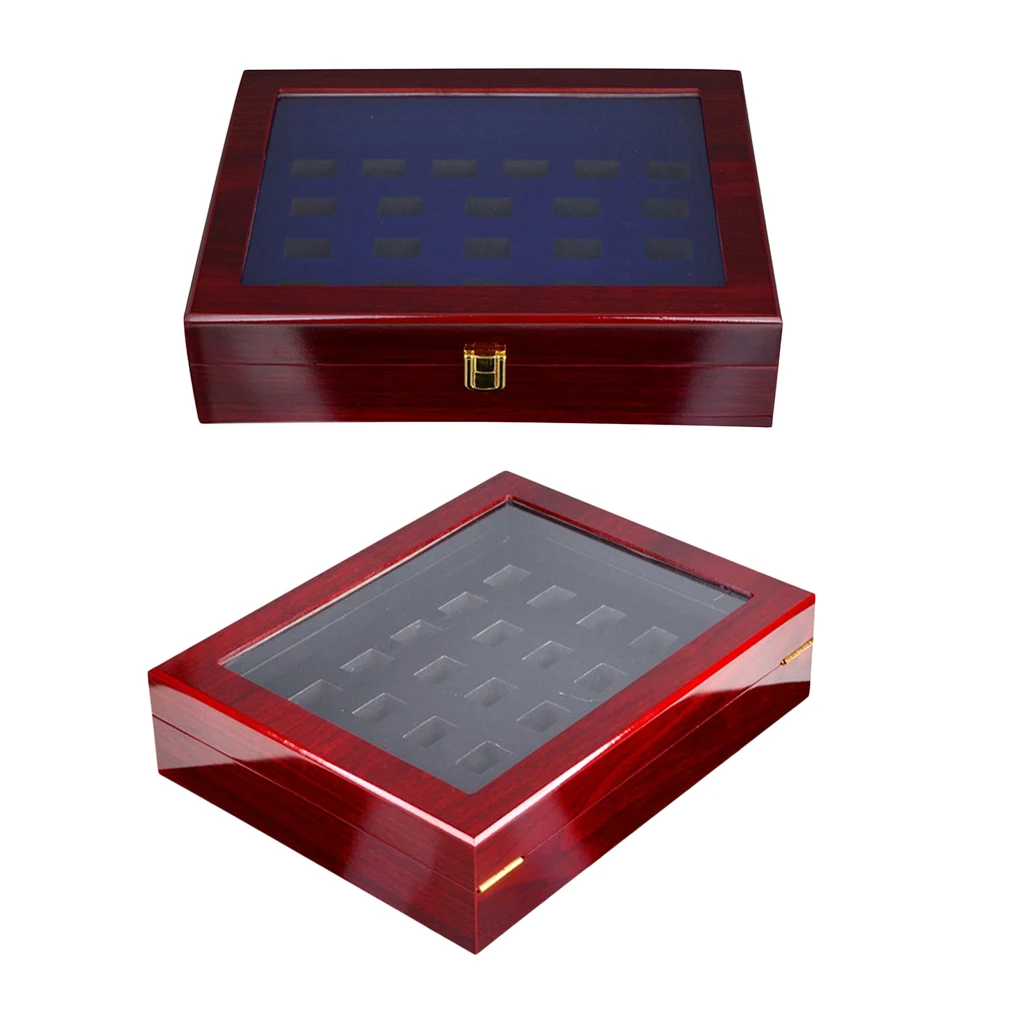 Draagbare Kampioenschap Ring Box Sieraden Display Organizer Case Sport Ring Opbergdoos Houten Zwart Fluwelen Voering Showcase Geschenken