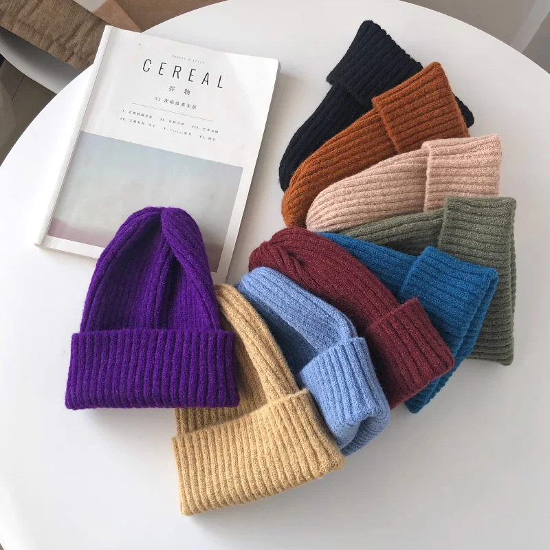 Neue Candy Farben Winter Hut Frauen Gestrickte Hut Warme Weiche Trendy Hut Kpop Stil Wolle Beanie Elegante Alle-spiel hut – Detail 3