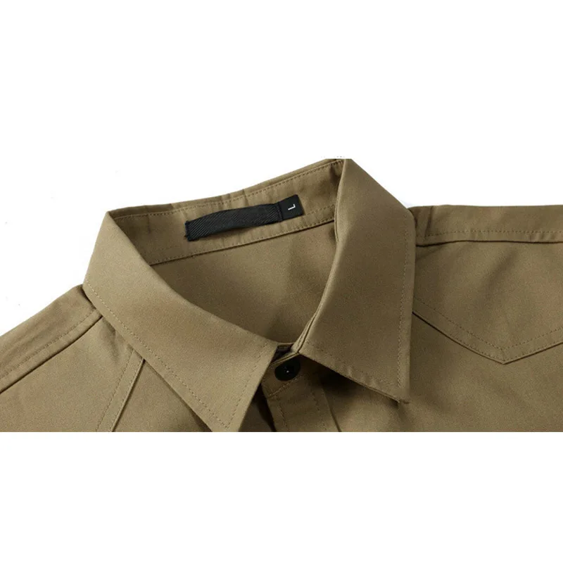 Camisa informal de negocios para hombre, ropa de marca famosa, verde militar, manga larga, novedad de 2020