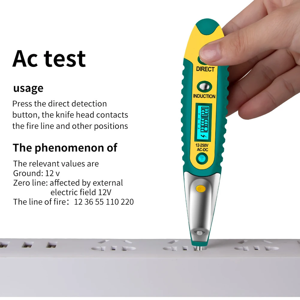 Cyfrowy długopis testowy Tester elektryczny wyświetlacz LCD śrubokręt czujnik napięcia długopis testowy AC/DC 12-250V elektryk narzędzia