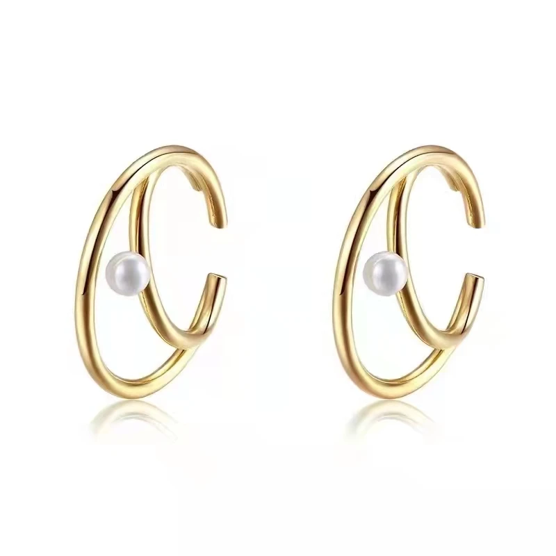 

RY Pure 925 Sterling Silver Round 6-7mm Fresh Water White Pearls Studs Earrings Women Fine Pearl Earrings