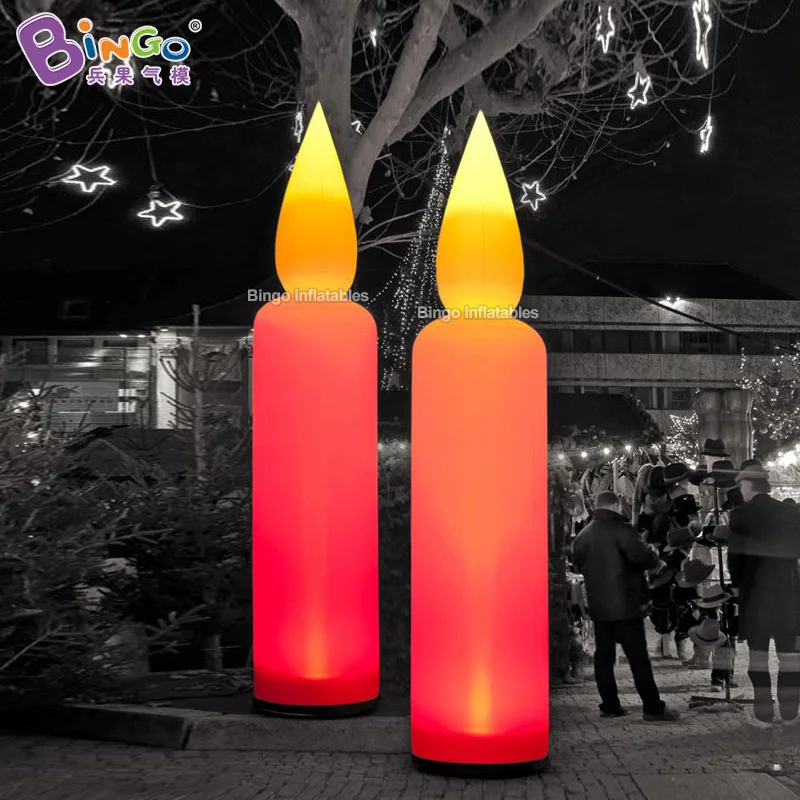 Inflatable Christmas Outdoor Decorations 3mH Inflatable Candle Model With Lighting Christmas Candle Balloons For Sale