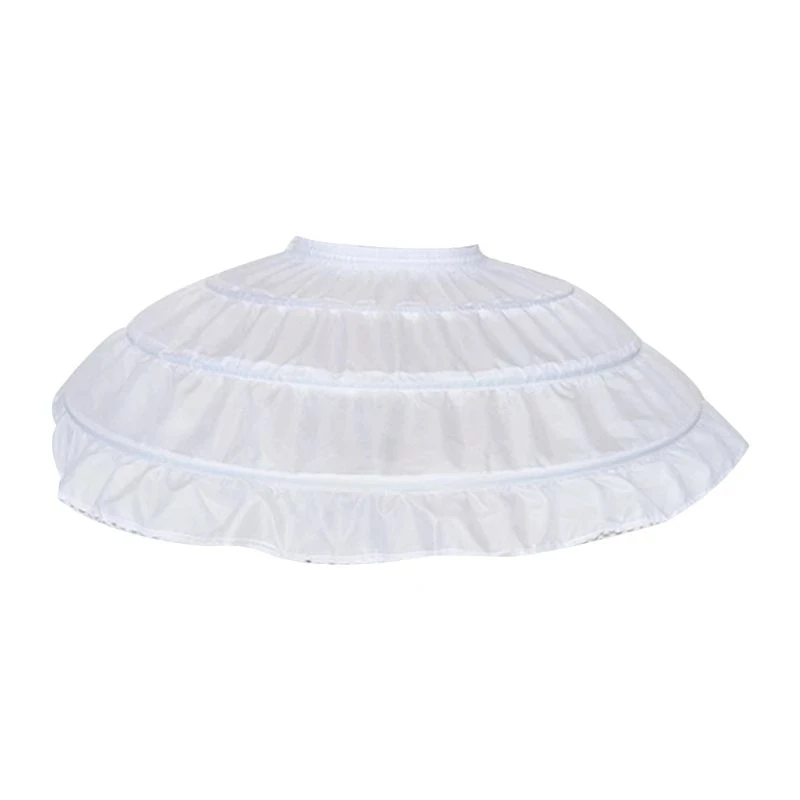 Children Girls Hoops White Petticoat Wedding Dress Underskirt Elastic Waistband Drawstring A-Line Skirt Ruffles