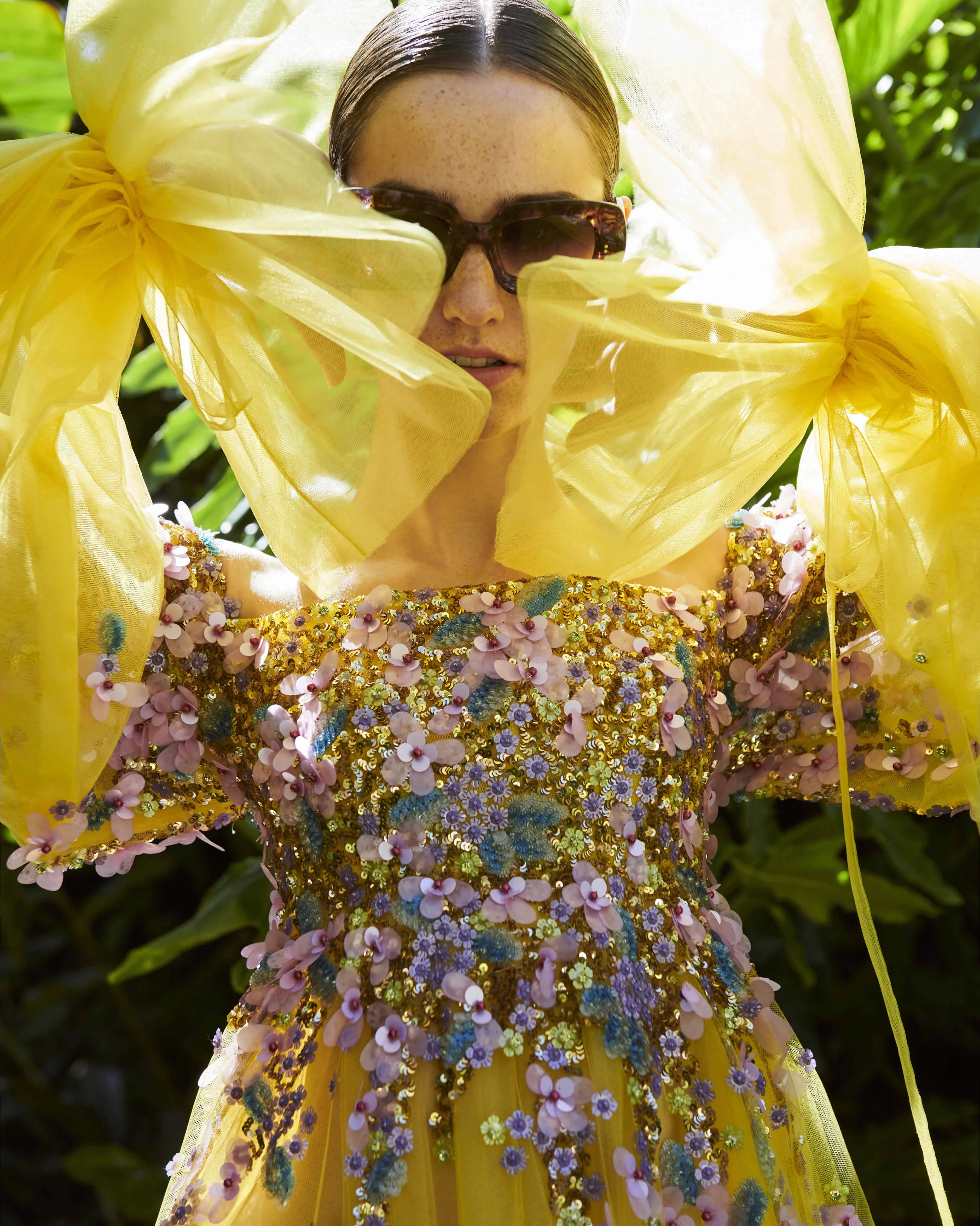 Abito da ballo con paillettes in rilievo con spalle scoperte abito in Tulle giallo abiti da sera a trapezio abiti eleganti per donna abito floreale lungo