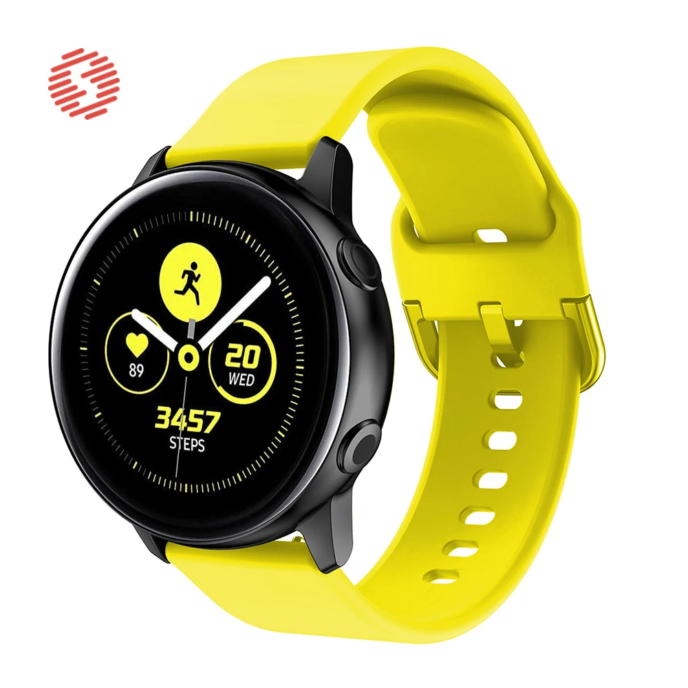 ShengOne-correa de fluoroelastómero para Samsung Galaxy Watch Active Galaxy, correa de silicona suave de 42MM para Gear Sport, 20MM de ancho