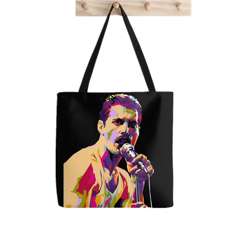 Shopper Freddie Mercury Queen Printed Tote Bag women Harajuku shopper handbag girl Shoulder shopping bag Lady Canvas Bag