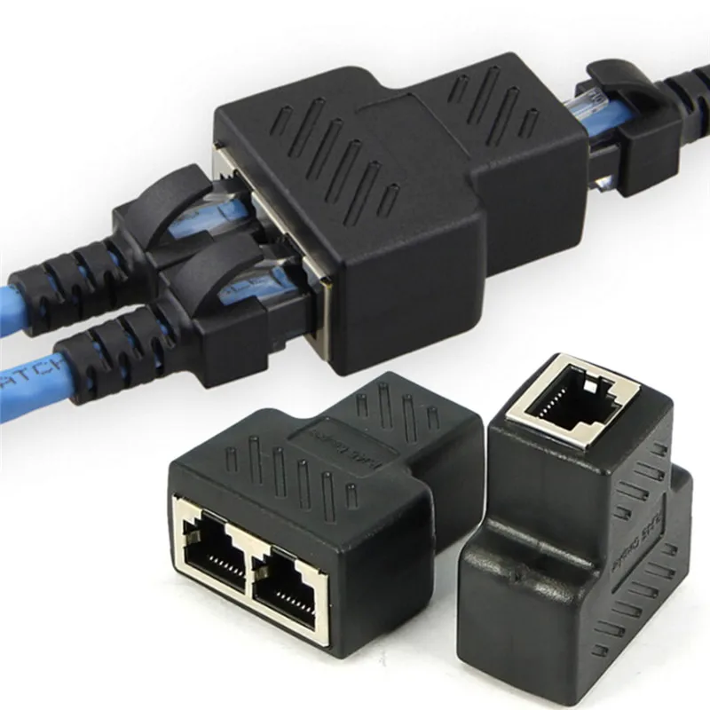 HIGH QUALITY 1 To 2 Ways LAN Ethernet Network Cable RJ45 Female Splitter Connector Adapter For Laptop Docking Stations
