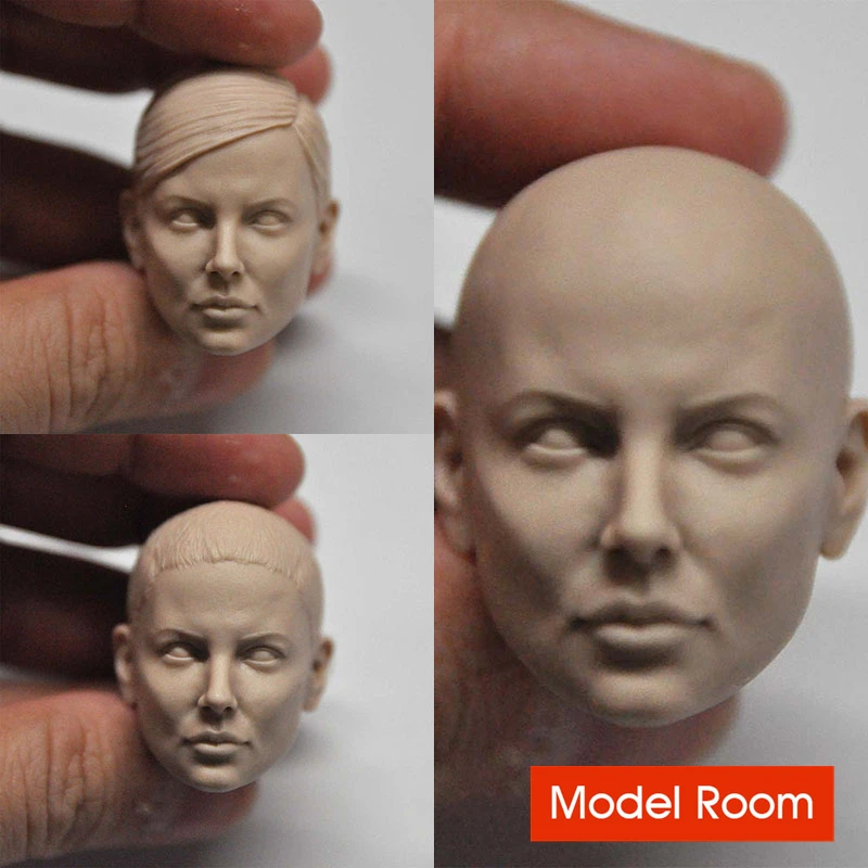 Unpainted 1/6 Charlize Theron Head Sculpt Carving Model Fit 12'' Female Soldier Action Figure Body for Fans DIY