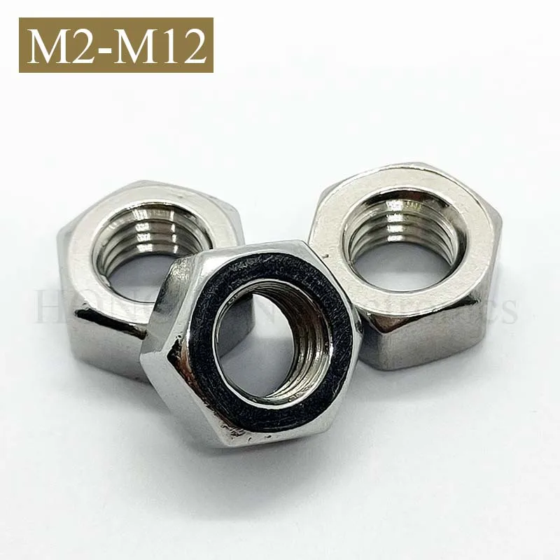 

M2 M2.5 M3 M4 M5 M6 M8 M10 M12 Stainless Steel Hex Nut Hexagon Nuts Metric Thread Suit For Screws Bolts 304SS 1Pcs