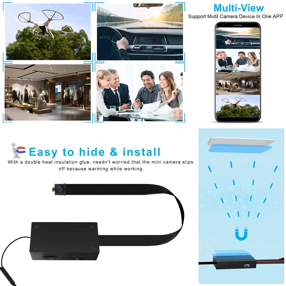 Mini cámara wifi Smart Home Security Micro cámara HD 1080P Cámara digital Detección de movimiento Control remoto diy Grabadora de video Batería de