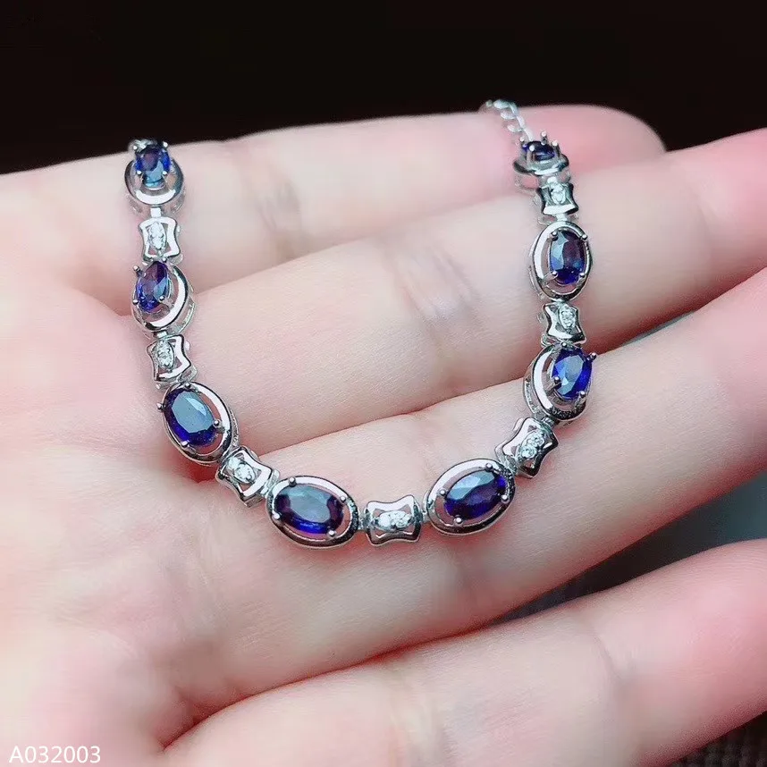 

KJJEAXCMY Fine Jewelry 925 sterling silver inlaid natural new burned sapphire women's bracelet